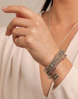 Labradorite & Amethyst Saturn Armbanden Stack | Zilver