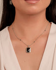 Onyx Baguette Ketting Set | Zilver