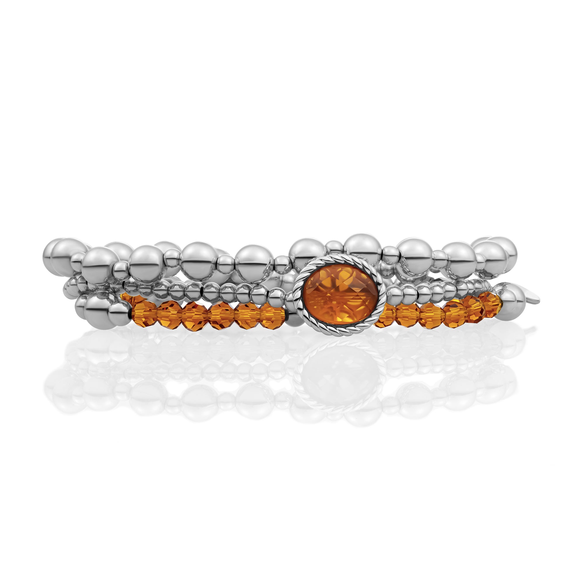 mooie armbandenset voor dames met citrine quartz edelstenen