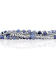 Blue Aventurine Cushion Cut Saturn Armbanden Stack | Zilver