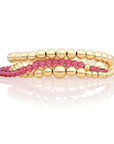 Fuschia Quartz Saturn Wave Mix Armbanden Stack | Goudkleurig