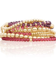 Aubergine & Fuchsia Quartz Saturn Wave Mix Armbande Stack | Goudkleurig