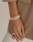 Pearl Sunstone Saturn Armbanden Stack | Zilver