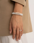 Pearl Sunstone Bubble Armbanden Stack | Zilver