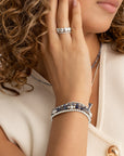 Blue Aventurine Cushion Cut Saturn Armbanden Stack | Zilver