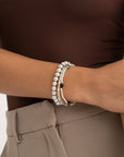 Tiger Eye Cushion Cut Saturn Armbanden Stack | Zilver