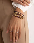 Aubergine Quartz Wave Mix Bubble Armbanden Stack | Goudkleurig