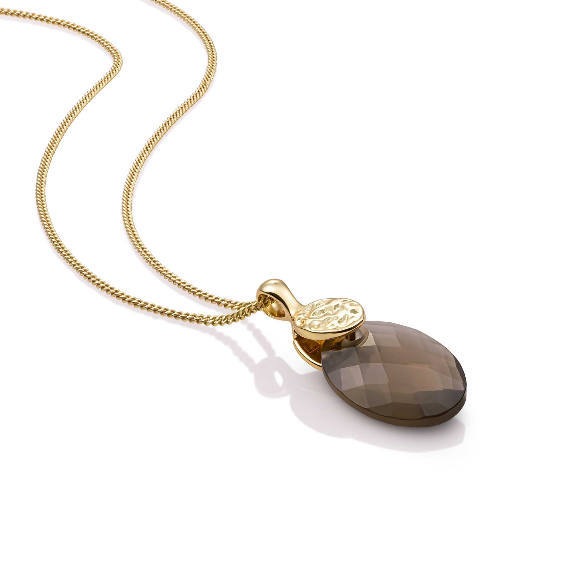 Smoky Quartz Medium Oval Fuse Ketting Set | Goudkleurig