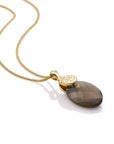 Smoky Quartz Medium Oval Fuse Ketting Set | Goudkleurig