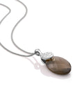 Smoky Quartz Medium Oval Fuse Curb Ketting Set | Zilver