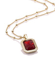 Ruby Quartz Baguette Amulet Ketting Set | Goudkleurig