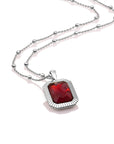 Ruby Quartz Baguette Amulet Ketting Set | Zilver