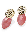 Cherry Quartz Leaf Fuse Oorbellen Set | Goudkleurig