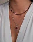 Ruby Quartz Baguette Amulet Ketting Set | Zilver