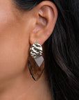 Smoky Quartz Blossom Round Clip Oorbellen Set | Goudkleurig