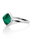 zilveren ring met edelsteen van groene onyx