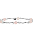 Sparkling armband met rose quarts edelstenen in zilver kleur