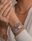 Edelsteen armbanden in zilver kleur met rose quartz