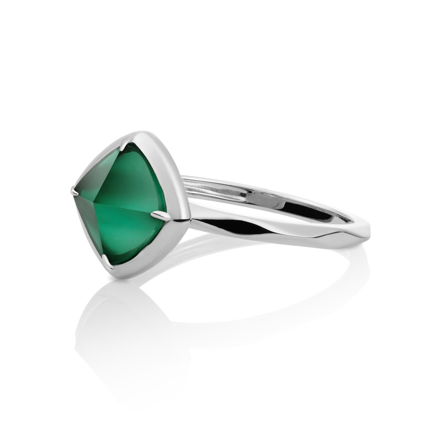 Edge Ring Petrol Green Quartz - Zilver