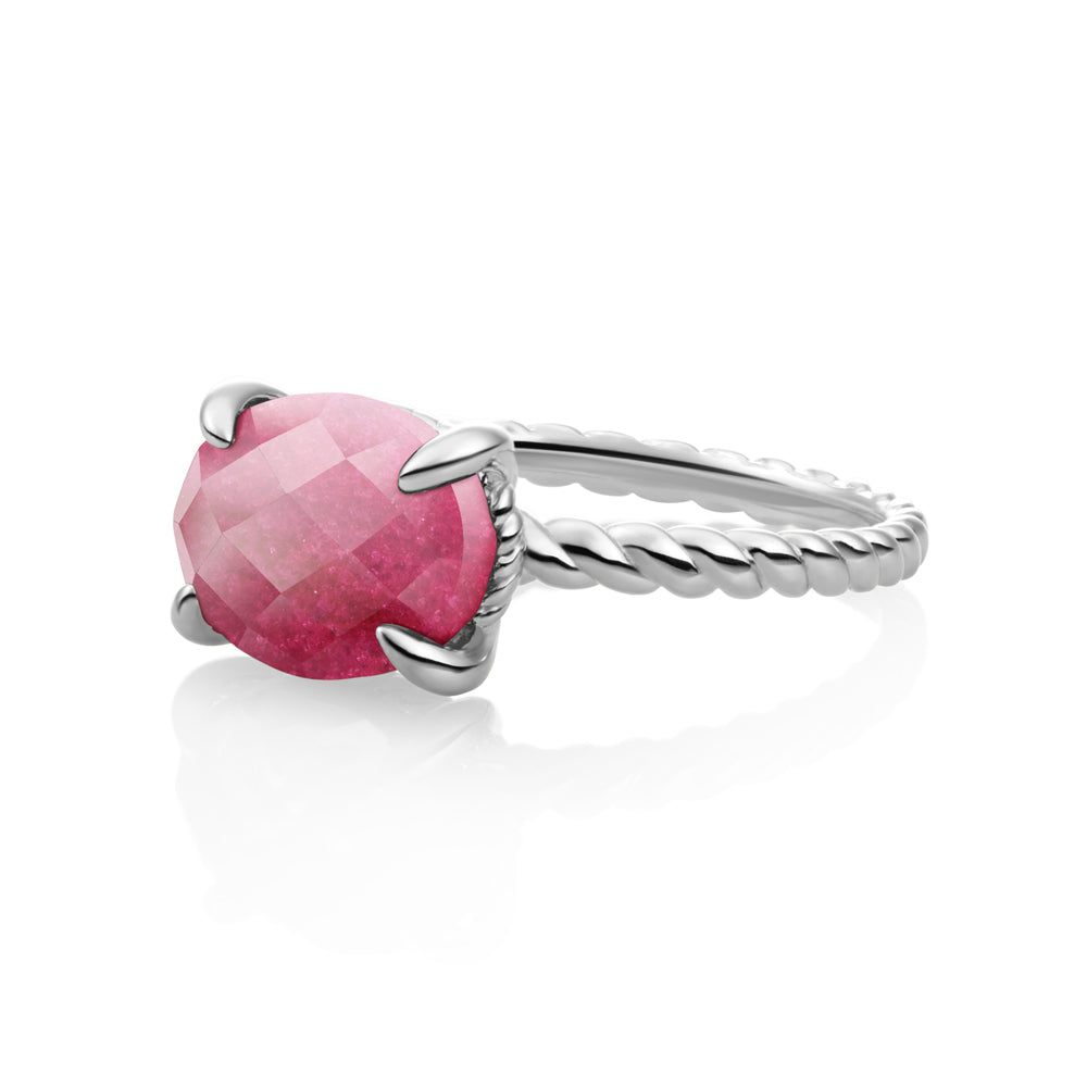 Twist Ring Fuchsia Jade - zilver
