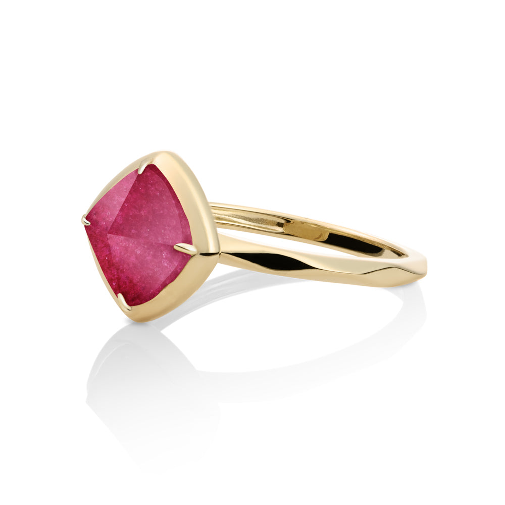Edge Ring Fuchsia Jade | 9 karaat
