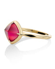 Edge Ring Fuchsia Quartz | 9 karaat