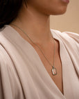 Zilveren baguette pendant met echte edelsteen Rozenkwarts aan gourmet ketting Sparkling Jewels