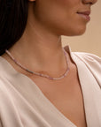 Link Ketting Rose Quartz & Violet Quartz zilver