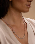 Link Ketting Rose Quartz & Violet Quartz zilver