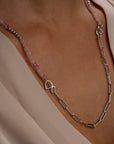 Link Ketting Rose Quartz & Violet Quartz zilver
