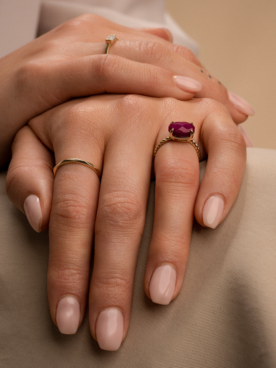 Twist Ring Fuchsia Jade - zilver