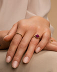 Edge Ring Fuchsia Jade | 9 karaat