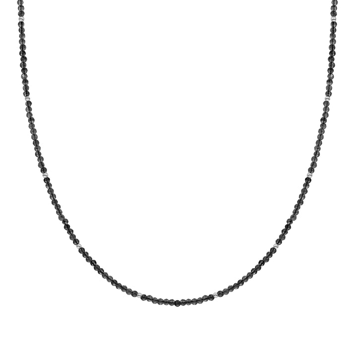 Onyx Perlenkette 2mm Silber