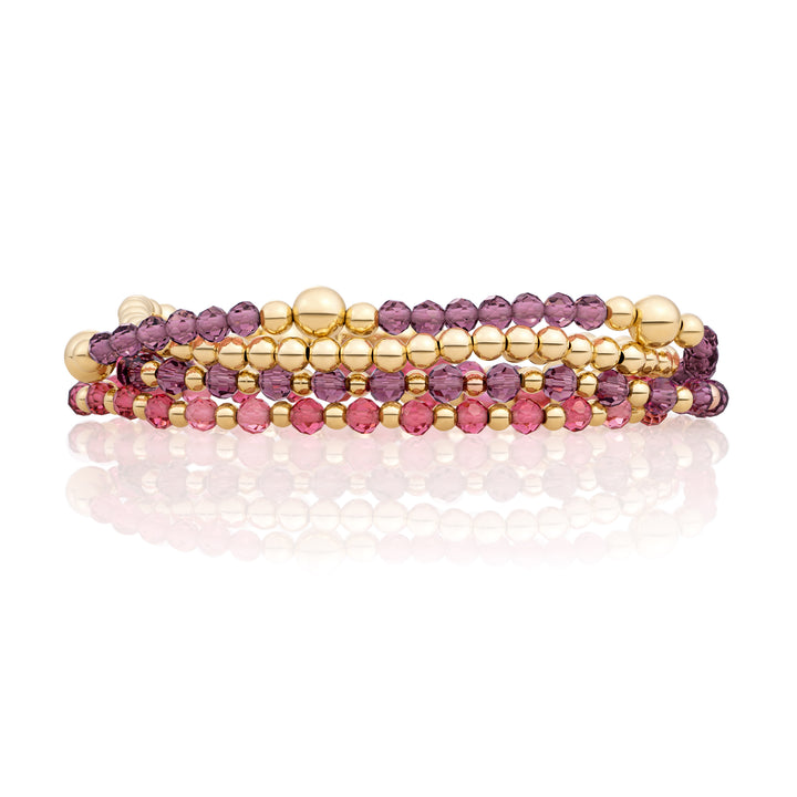 Aubergine Quartz Interstellar Bold Mix Armbanden Stack | Goudkleurig