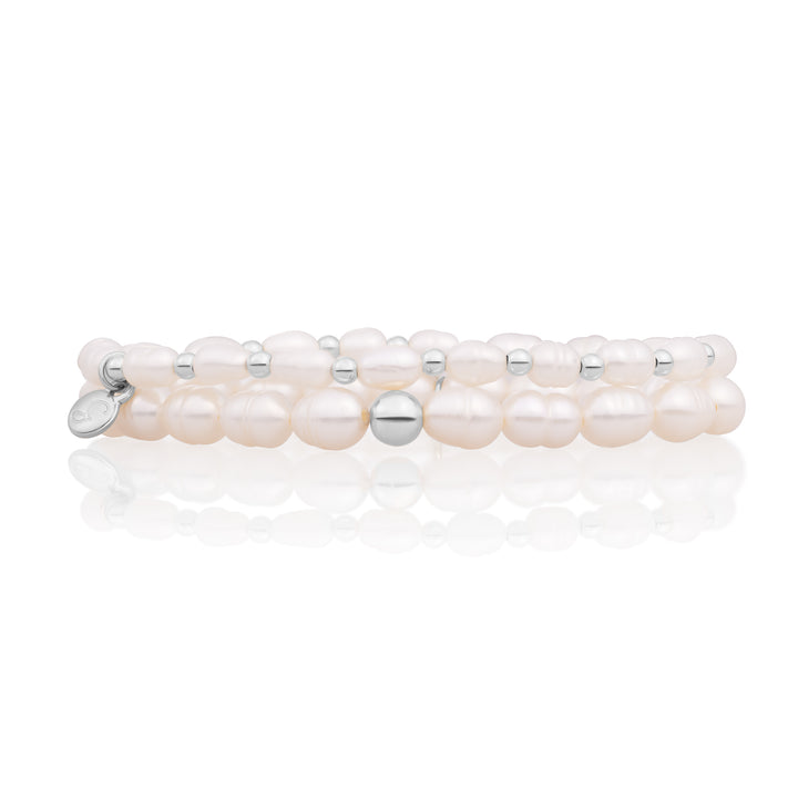 Pearl Saturn Interstellar Armbanden Stack | Zilver