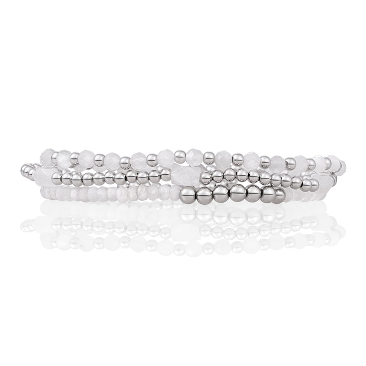 Moonstone Reverse Bracelets Stack | Silber