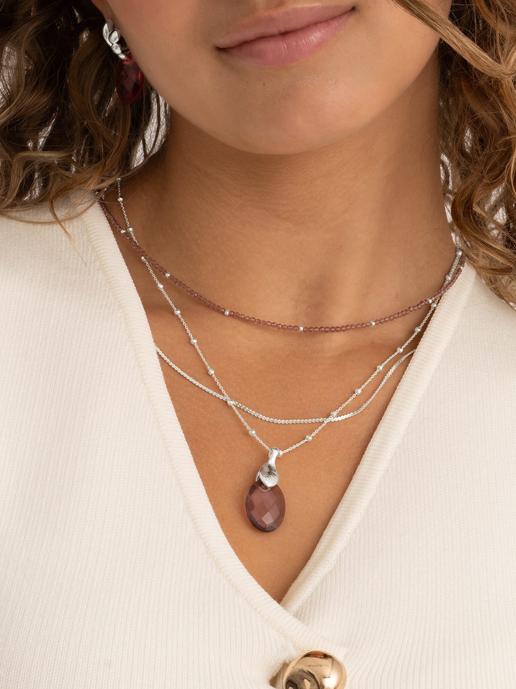 Aubergine Quartz Kralenketting 2mm Zilver