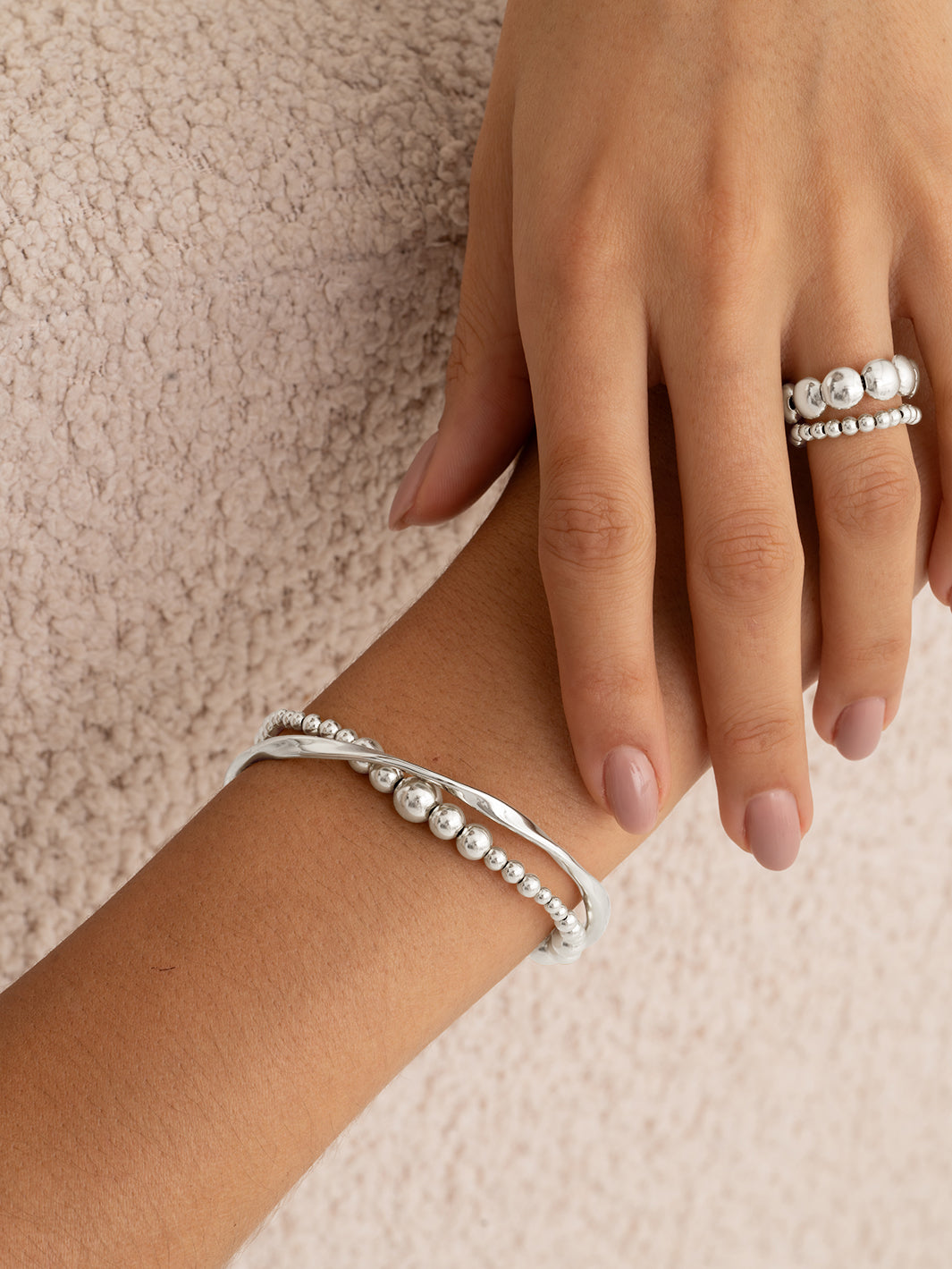 Wave Mix armband | Zilver