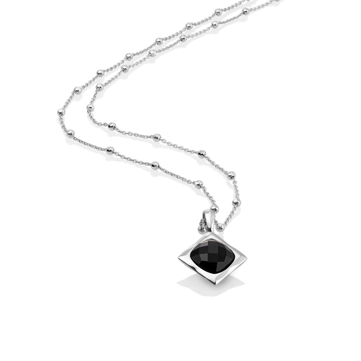 Onyx Cushion Cut Amulet Ketting set | Zilver