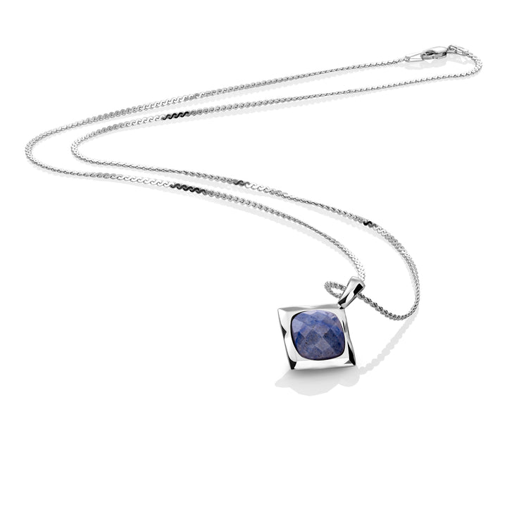 Blue Aventurine Cushion Cut Amulett -Ketting -Set | Silber