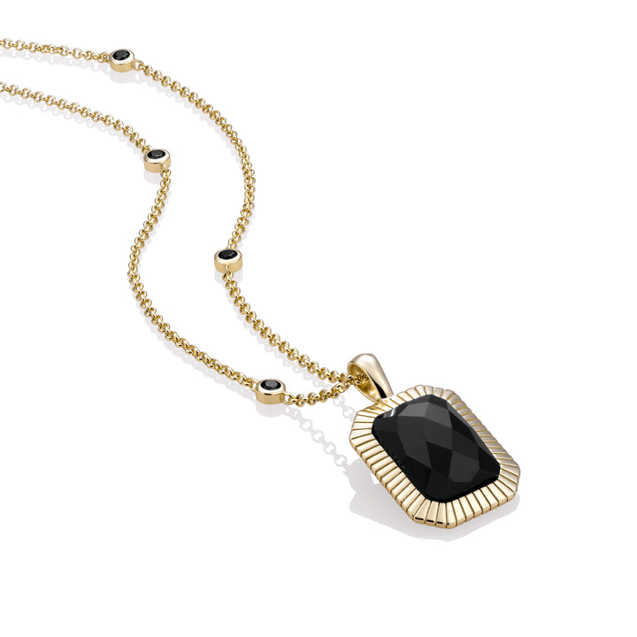 Onyx Baguette Halskette Set | Gold -gelenkt
