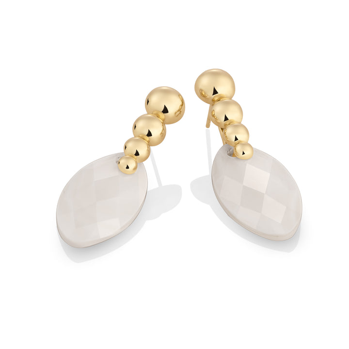 Mother of Pearl Leaf Bubble Push Back Oorbellen set | Goudkleurig