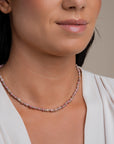Sparkling Long Link Mix Ketting Pink Rhodonite Edelsteen 