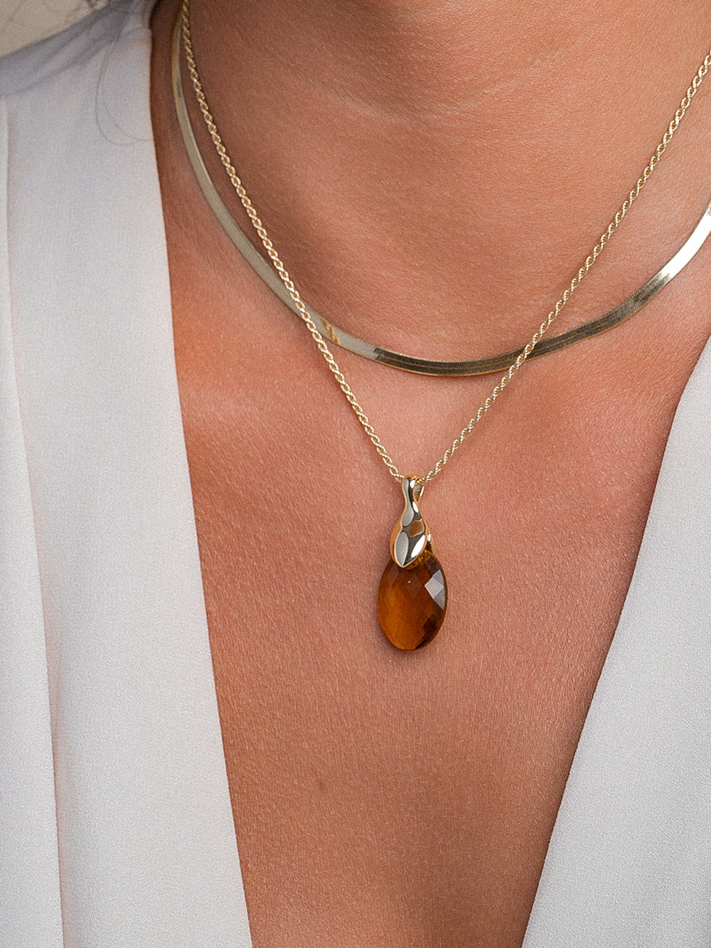 zilveren ketting voor vrouwen met citrine quartz edelsteen 