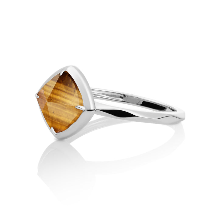 Edge Ring Tiger Eye | Zilver