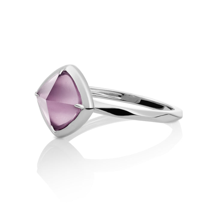 Edge Ring Aubergine Quartz | Zilver