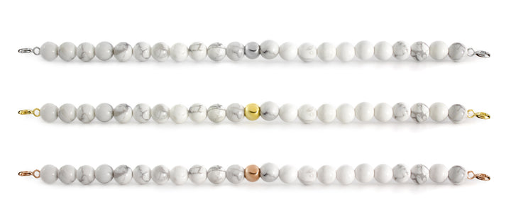 Howlite Orbit Bracelet with Clasps - 6MM - Sparkling Jewels