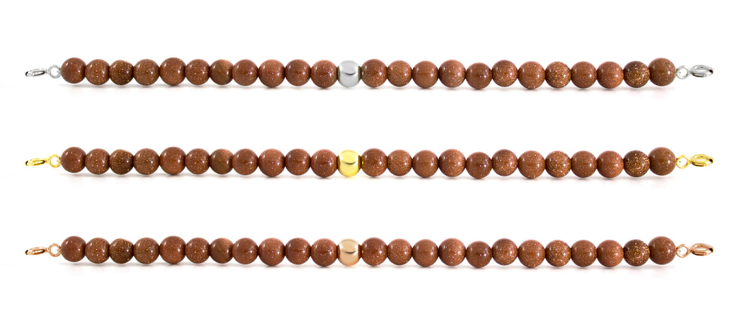 Goldstone Brown Bracelet with Clasps - 6MM - Sparkling Jewels