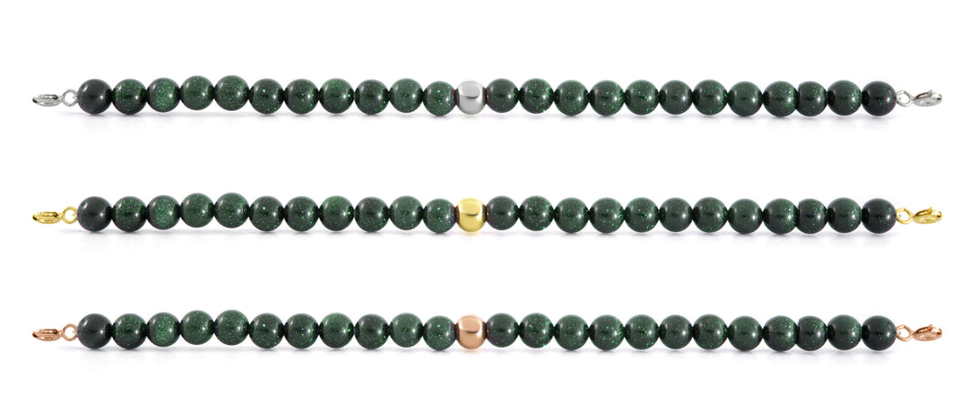 Goldstone Green Orbit Bracelet with Clasps - 6MM - Sparkling Jewels