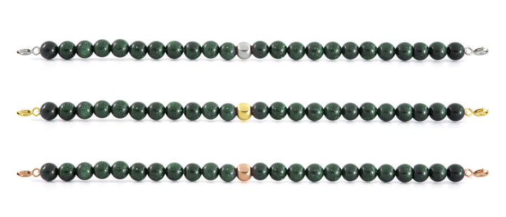 Goldstone Green Orbit Bracelet with Clasps - 6MM - Sparkling Jewels